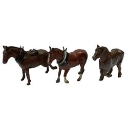 Lead figures by F.G. Taylor, Britains, Johilco, Crescent, Stoddart etc comprising twenty-six horses including three with riders and seven donkeys/ponies; various scales (33)