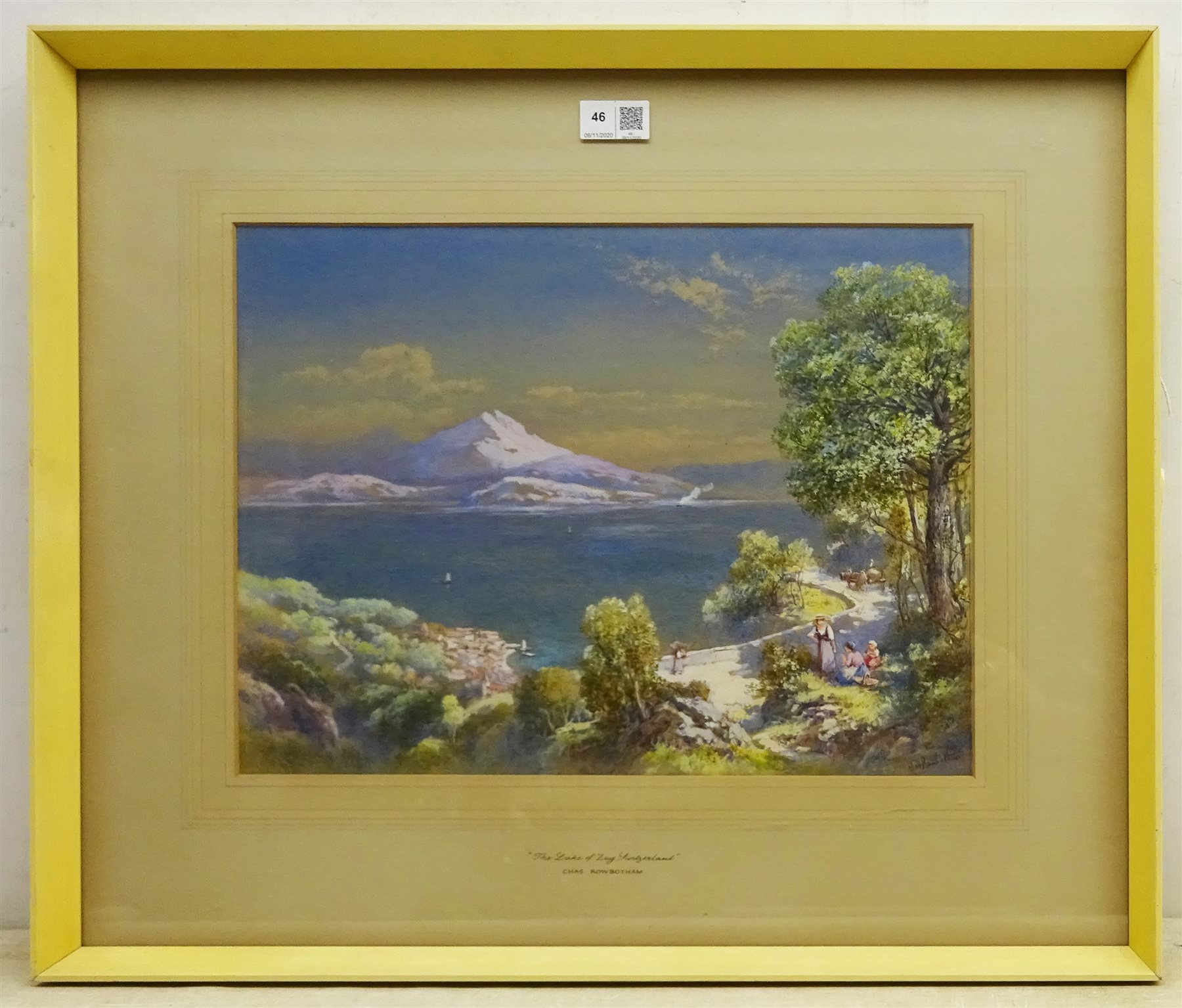 Charles Edmund Rowbotham (British 1856-1921): 'The Lake of Zug Switzerland', watercolour and gouache signed 30cm x 41cm