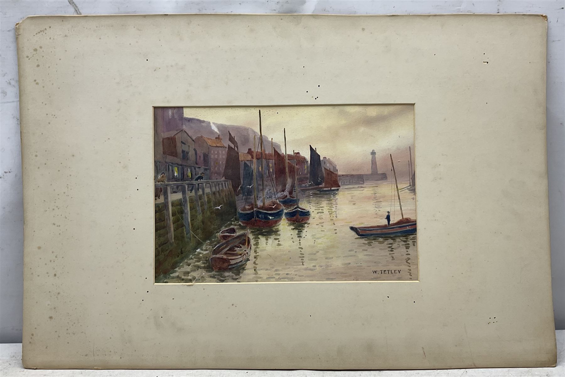 W Tetley (British Early 20th century): Whitby, pair watercolours signed 25cm x 36cm (2) (unframed)