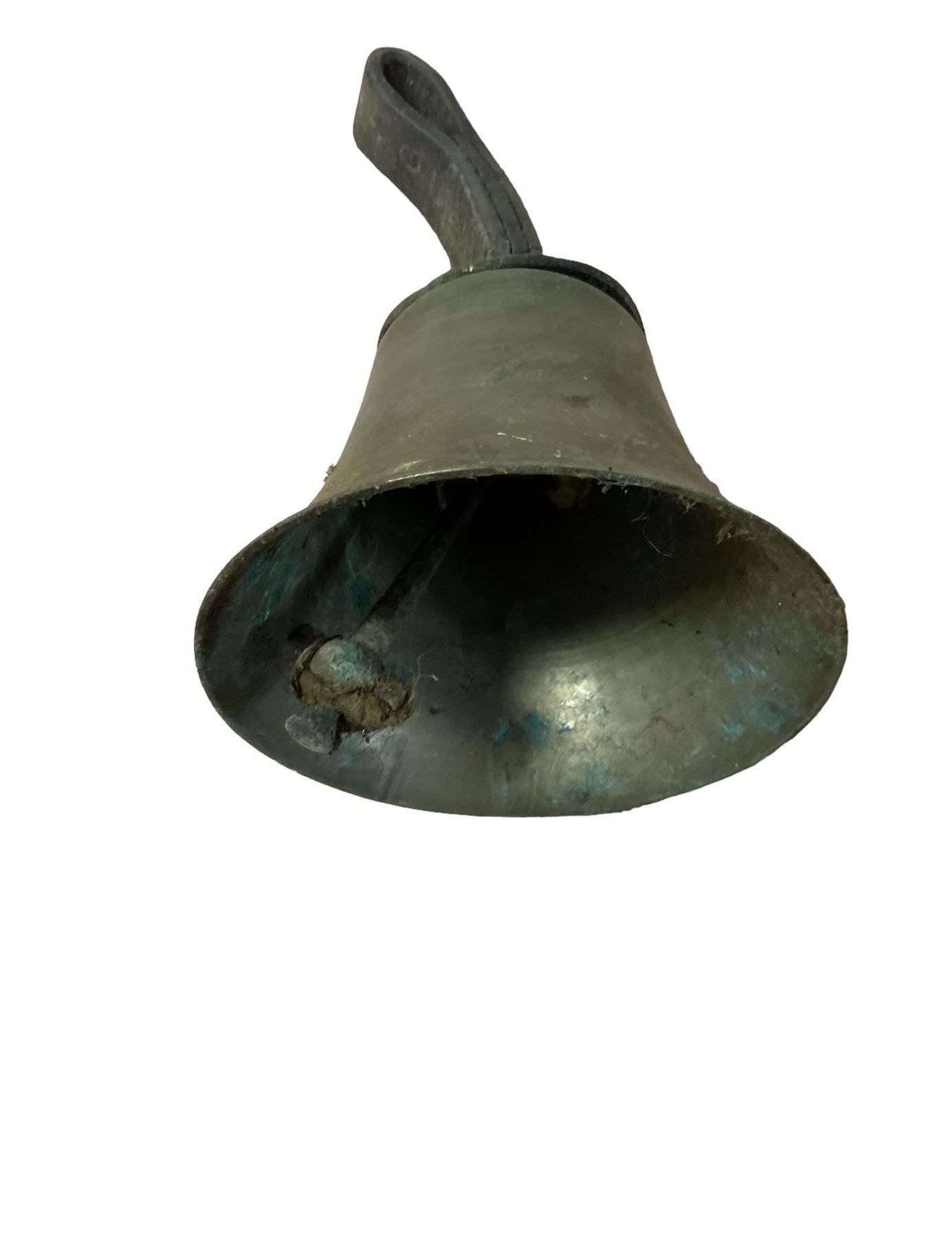 Collection of 44 late 19th century brass church/musical handbells with leather straps by James Shaw Brothers of Bradford and bells marked G.W. possibly cast by the George Welch bell foundry, London.
The number of bells and stated notation, some at different pitch, is as follows;
5 “C”, 4 “D”, 5 “E”, 4 “F”, 5 “G”, 5 “A”, 6 “B”.
3 “F#”, 4 “C#”,1 “Db”, 1 “G#”, 1”A#”.
Two of the bells are minus their clappers and one bell has no leather strap.
