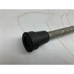 Reproduction non-firing flintlock pistol with brass skull crusher butt, the lock-plate inscribed 'Tower' and 'GR' L40cm; Sabre Japan Original Bowie Knife in sheath; and Indian embossed nickel two-piece walking cane (3)