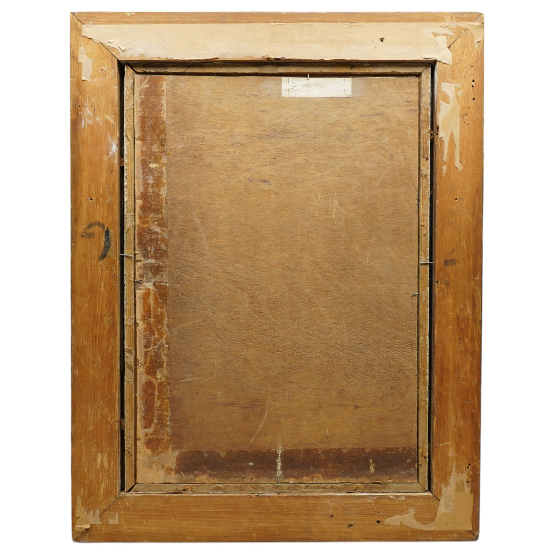 Cuzco School (Peruvian Colonial 19th century): Full Length Portrait of an Archangel Playing a Lute in Gilt Robes, oil on canvas laid onto board unsigned 56cm x 38cm