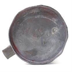 Set of six Continental 19th century graduated pewter lidded measures, each of cylindrical form with touch marks to base, max H22cm 