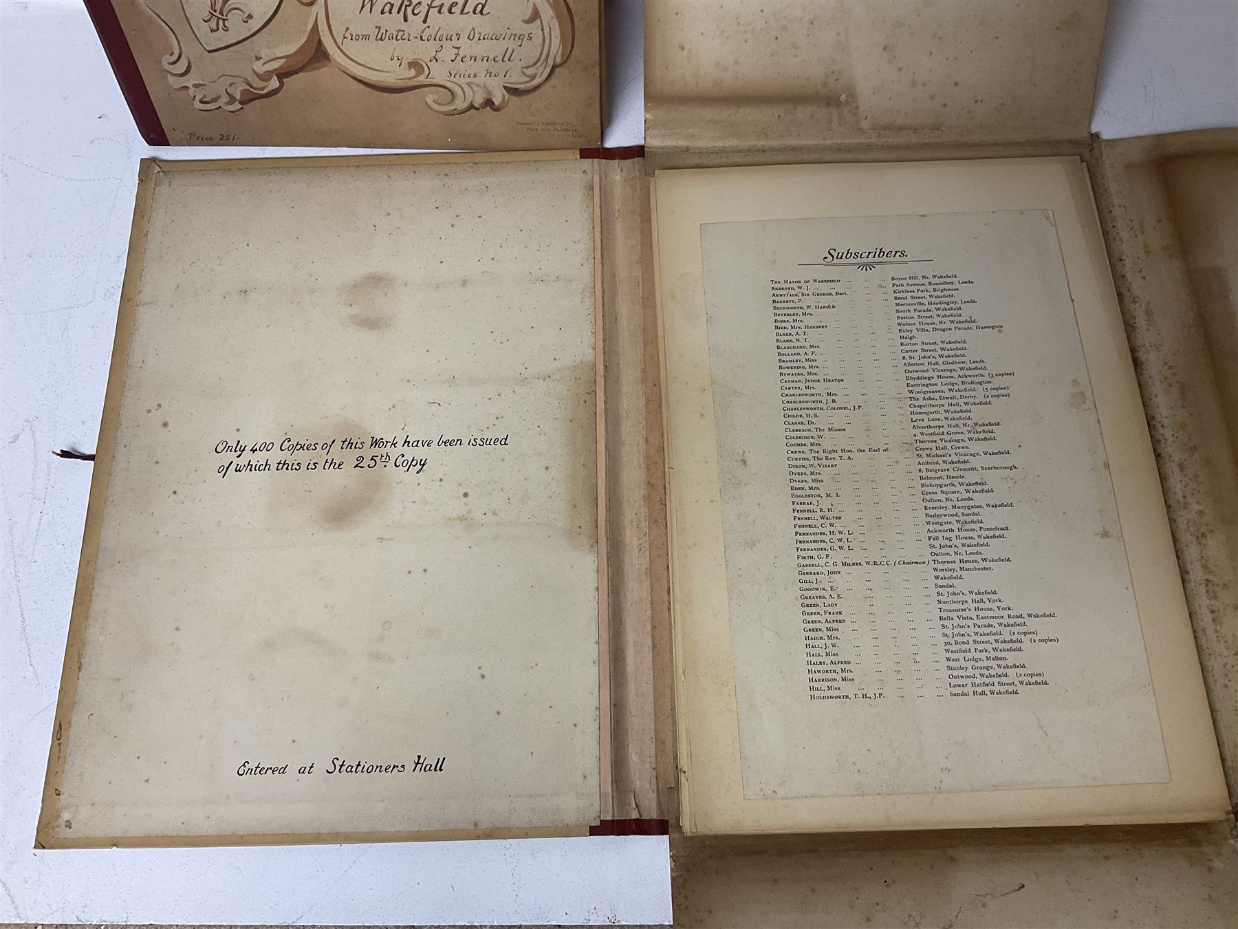 Louisa Fennell: 'Views of Wakefield', two volumes of unbound chromolithographs (2)