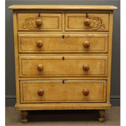  Victorian scumbled pine chest, two short and three long drawers, W92cm, H108cm, D46cm  