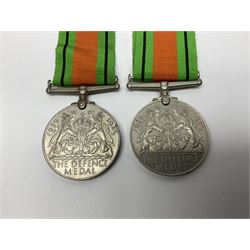 Eleven WW2 medals comprising three 1939-1945 war medals, two Defence medals, three 1939-1945 Stars, Atlantic Star, Africa Star and Italy Star; miniature QEII Naval LS & GC medal; all with ribbons; and WW2 postumous medal slip to Flight Sergeant L.N. Clark