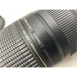 Nikon 'ED AF Micro Nikkor 200mm 1:4D' lens, Tamron 'SP Di AF 180mm 1;3.5 Macro1:1' lens, serial no 501075 and Tamron 'AF 70-300mm 1:4-5.6 Tele-Macro (1:2) ' lens, serial no 305906  