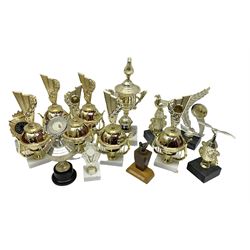 Various trophies, many relating to pigeon racing