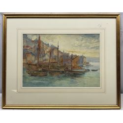 English School (Early 20th Century): Fishing Boats in Whitby Harbour, watercolour unsigned 25cm x 36cm