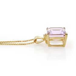 9ct gold square cut amethyst and white topaz pendant necklace, hallmarked