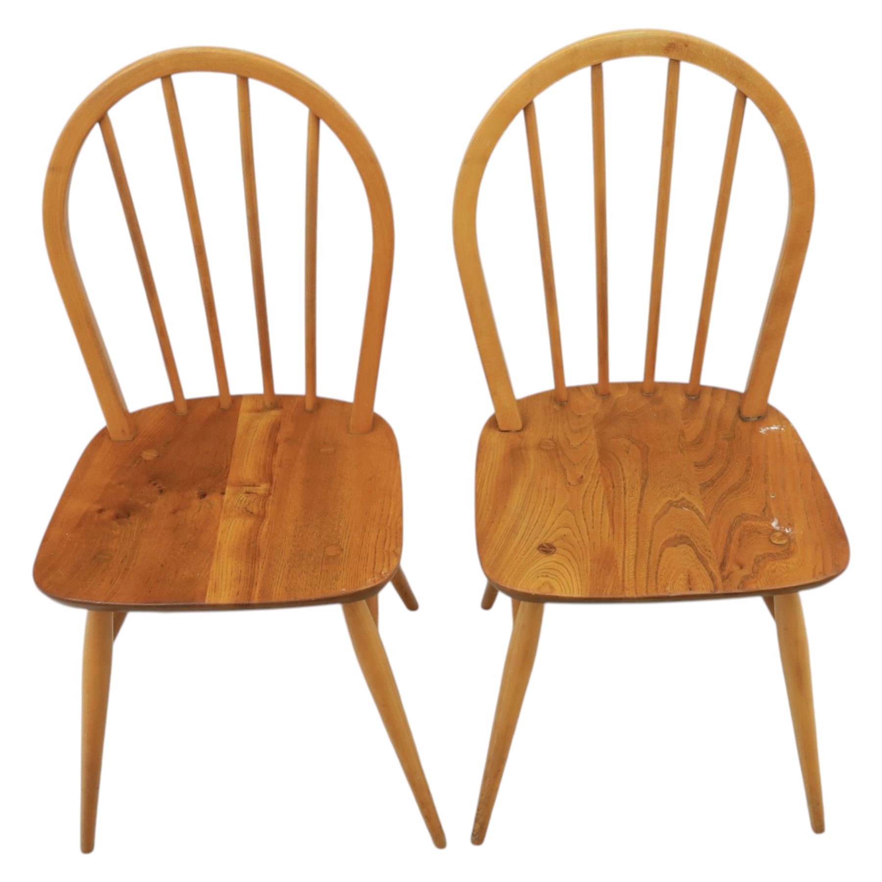 Ercol - set of four 'Windsor' waxed elm chairs, with hoop back design, on tapering supports