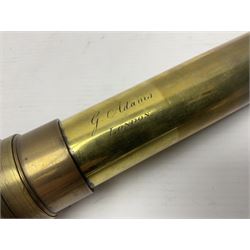 G Adams of London, single draw mahogany bound brass telescope, engraved G Adams of London, extended L116cm