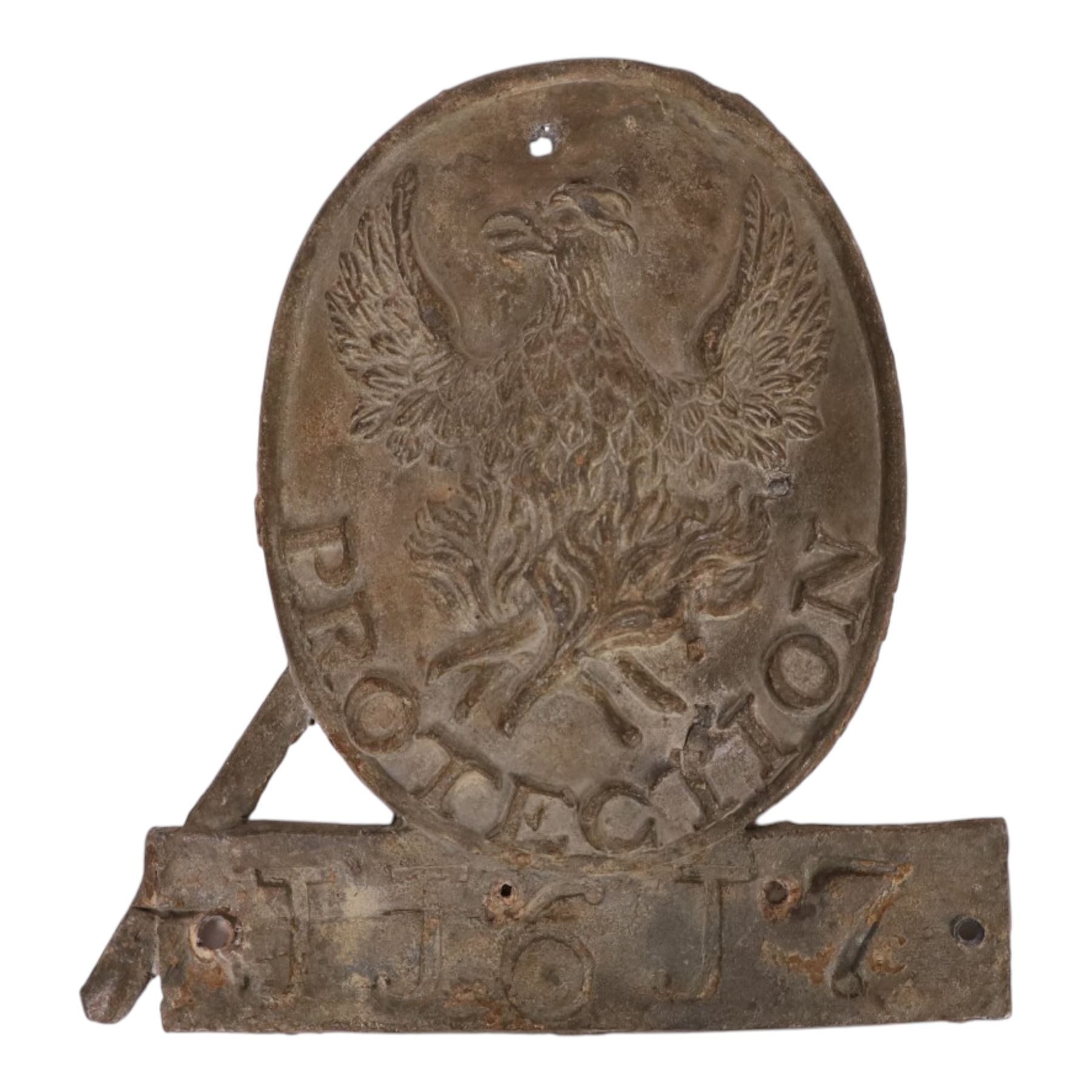 Phoenix Assurance Company Fire Mark, 1782-1984, Lead, JJ6J7, (lacking end of spear), H21cm