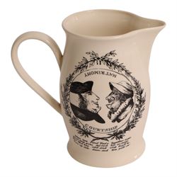 Royal Crown Derby The Yorkshire Rose plate, with certificate, together with Leeds Creamware jug, Matrimony and Courtship