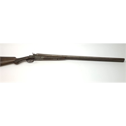 19th century W.R. Pape Newcastle-upon-Tyne 12-bore side-by-side double barrel hammer shotgun No.8648, barrels not in proof RFD ONLY