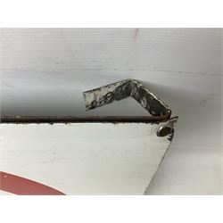 Enamel station sign for Charing Cross in red and blue on a white ground 56 x 71cm with hanging brackets