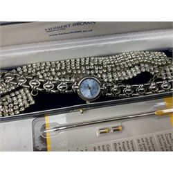 Collection of costume jewellery to include Giani Giorgio watch, Seiko pendent clock, cufflinks, necklace, earrings etc   