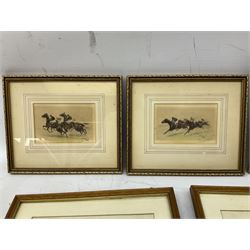 Edmund Dulac's Picture book for the French Red Cross, together with four framed and glazed hand coloured equestrian prints, in one box