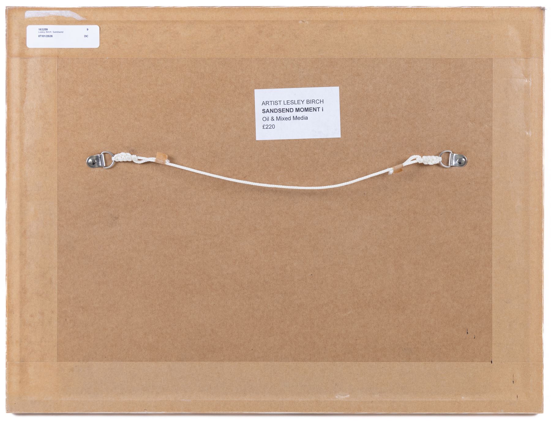 Lesley Birch (Yorkshire Contemporary): 'Sandsend Moment i', oil and mixed media on card signed with initials, 17cm x 28cm