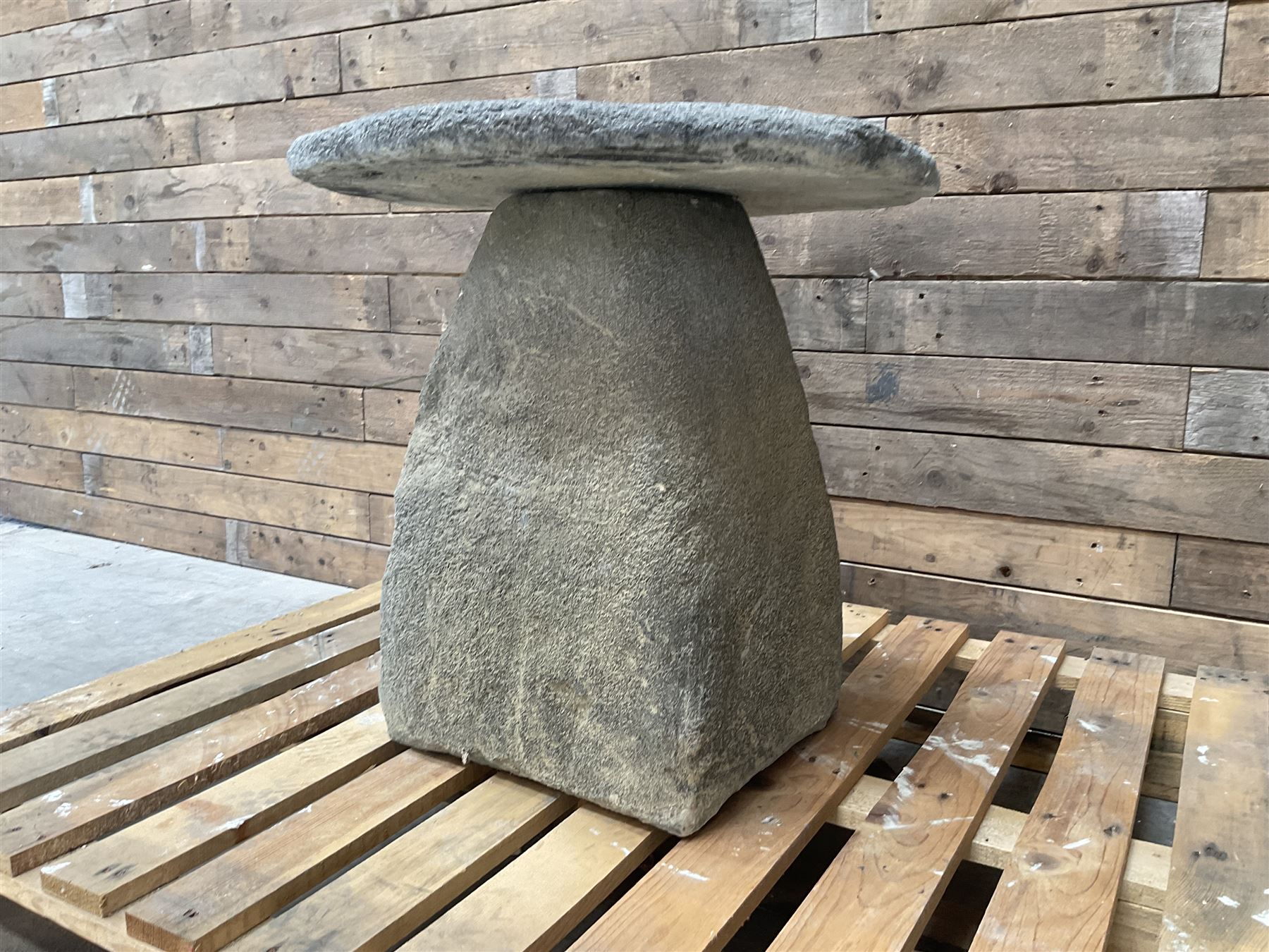 Large weathered cast stone garden staddle stone mushroom