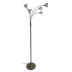 Polished metal five branch floor or standard lamp