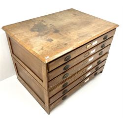 Early 20th century oak plan chest, six drawers