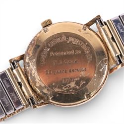Eterna Matic gentleman's 9ct gold automatic presentation wristwatch, London import mark 1971, on expanding gilt strap