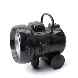  Early 20th century industrial black enamelled searchlight/signal lamp by Powell & Hanmer ...