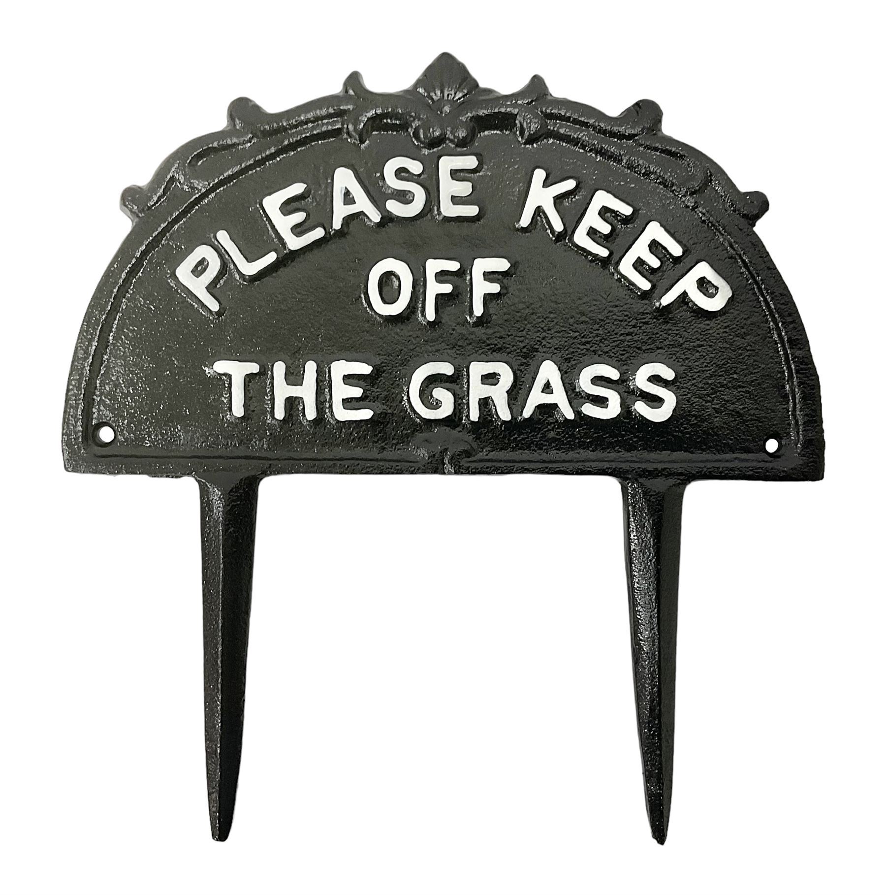 Please Keep Off the Grass cast iron sign, without spike H14cm 