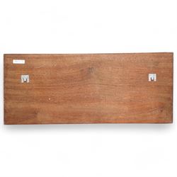  African carved wooden plaque with figures, tree etc 34cm x 81cm