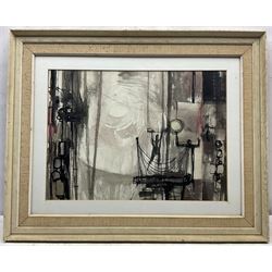 Charles Bone (British 1926-): 'Circus', watercolour sketch for a mural, titled on backboard, inscribed signed and dated 1950s on artist's Guildford address label verso 36cm x 49.5cm
Notes: Studied at Farnham College of Art and the Royal College of Art. Lecturer at Brighton University. Former Director of the Royal Institute Gallery in Piccadilly and Governor of the Mall Galleries. Appointed Vice President and then President of the Royal Institute of Painters in Watercolours