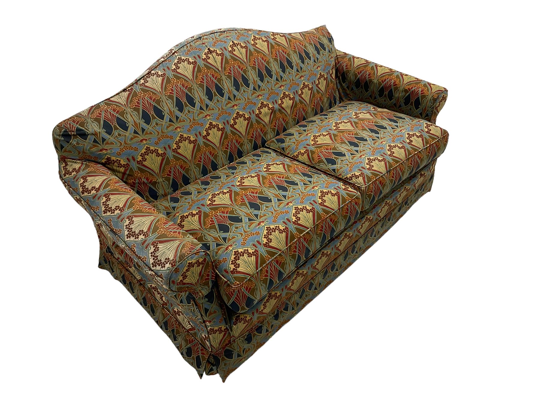 Two seat traditional shape sofa, upholstered in Liberty's 'Lanthe' fabric