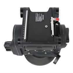 O'Connor 2560 Fluid Head serial no. C1260-2003, with accessories to include pan handle, MOY/Mitchell base plate and tie-down, 150mm bowl adapter and tie-down, quick release base plate and Arri 300mm bottom plate, in custom cut flight case 