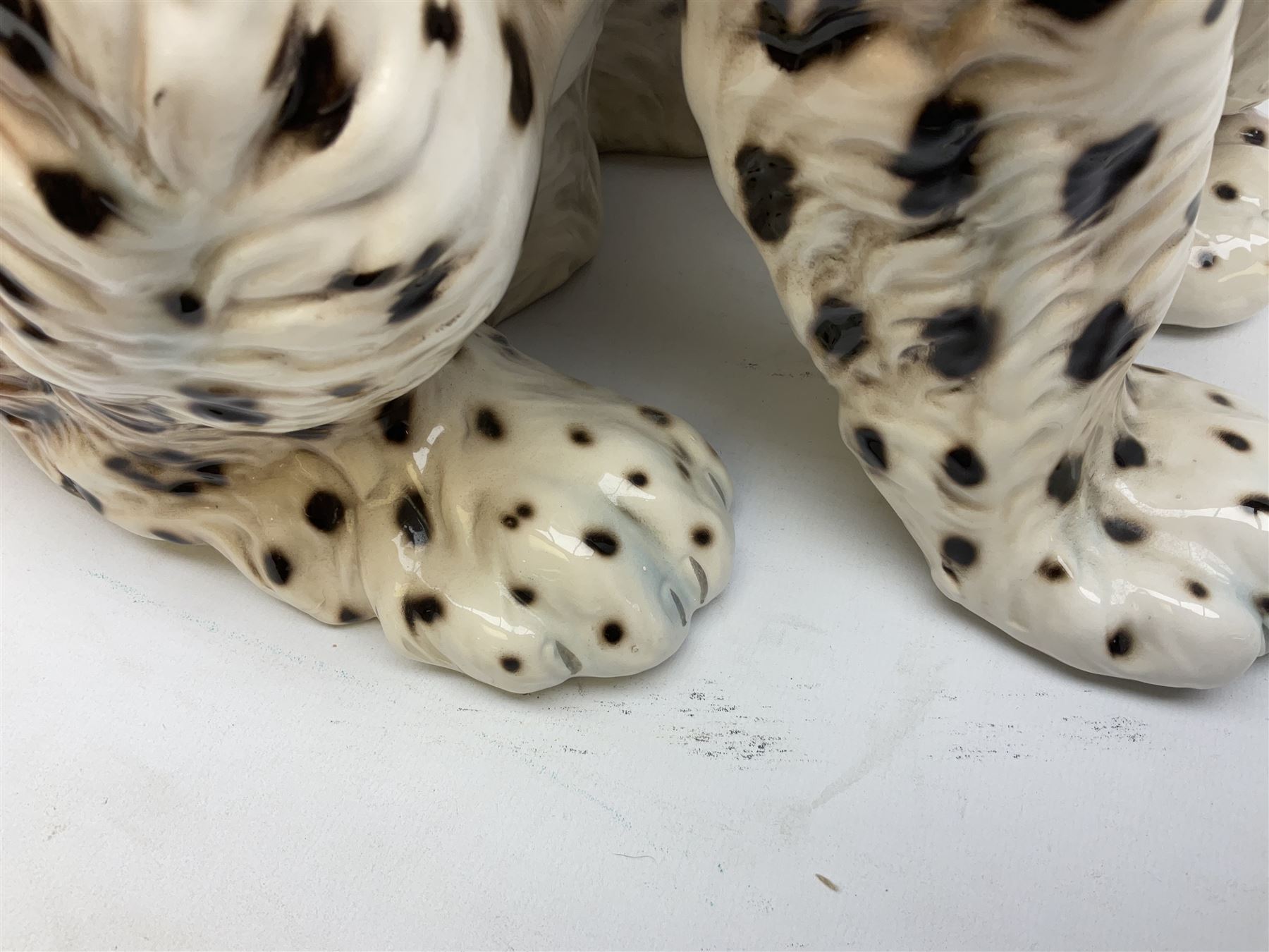 Ronzan fireside model of a snow leopard, with printed mark beneath, H38cm 