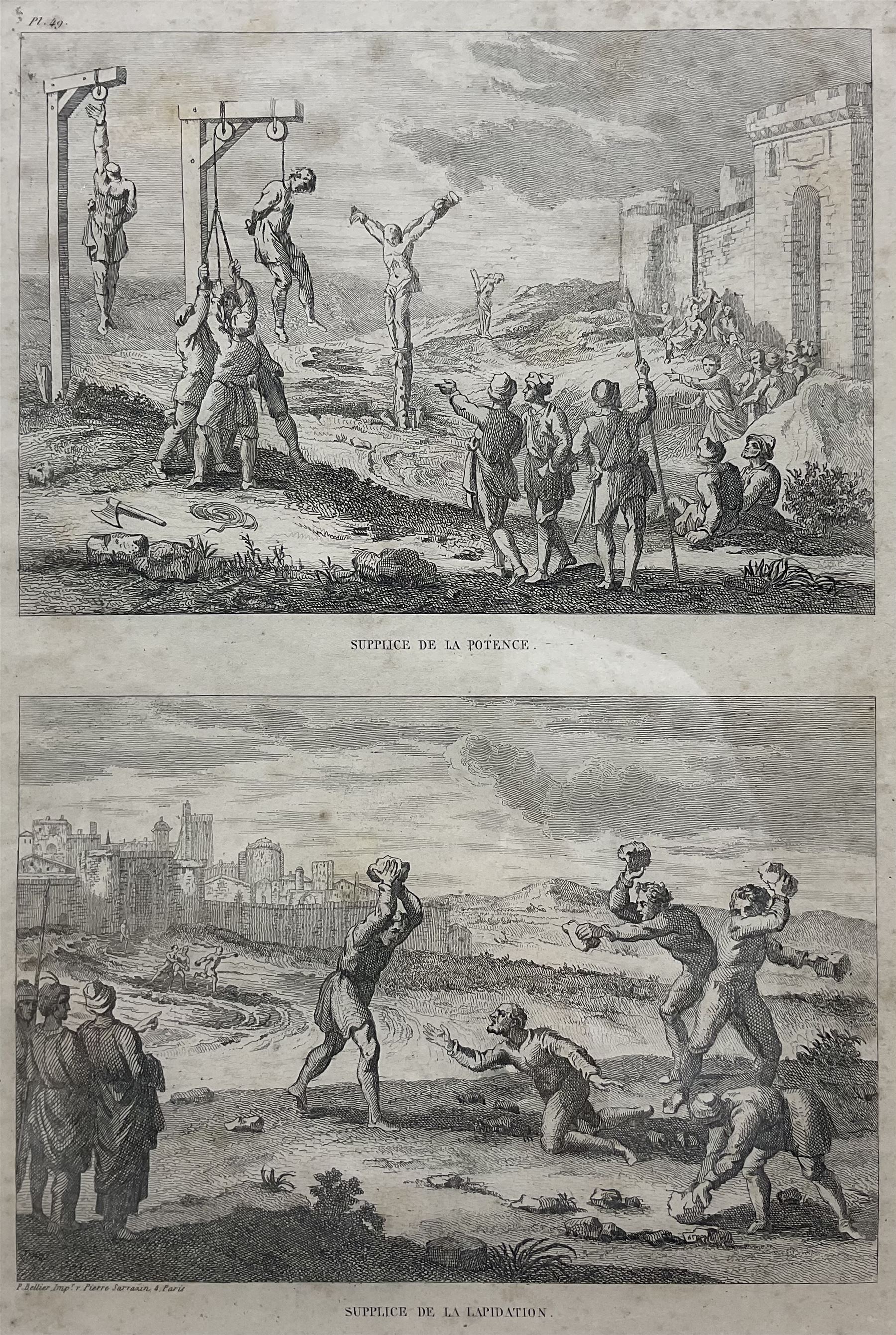 French School (19th century): Torture Scenes, set of eight engravings variously titled 30cm x 20cm (8)