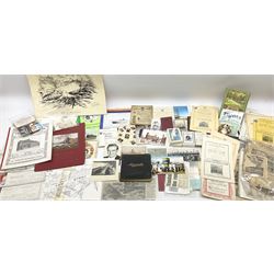 Hull ephemera - 1920s and later theatre programmes, 19th century and later receipts, advertising desk blotters, framed perpetual calendar, packs of playing cards, sporting memorabilia including Raich Carter photograph, Bill Bly autograph etc, WW1 period autograph album etc