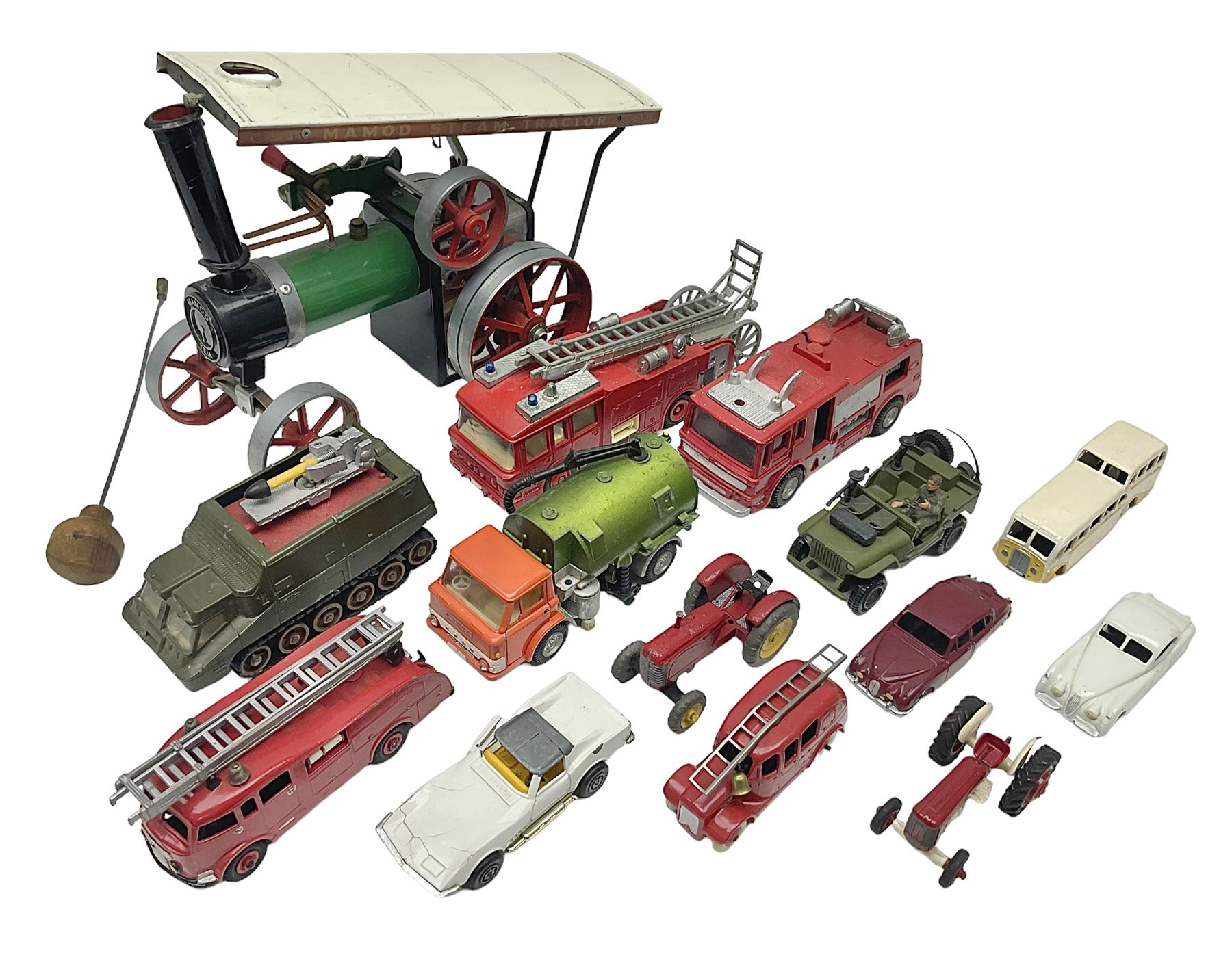 Mamod steam engine, together with other die cast cars etc