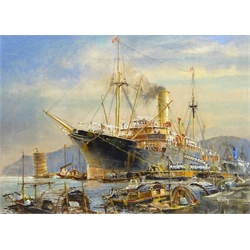  Colin Verity RSMA (British 1924-2011): 'S.S. Ben Mohr off the China Coast', oil on board signed, titled verso 44cm x 60cm  