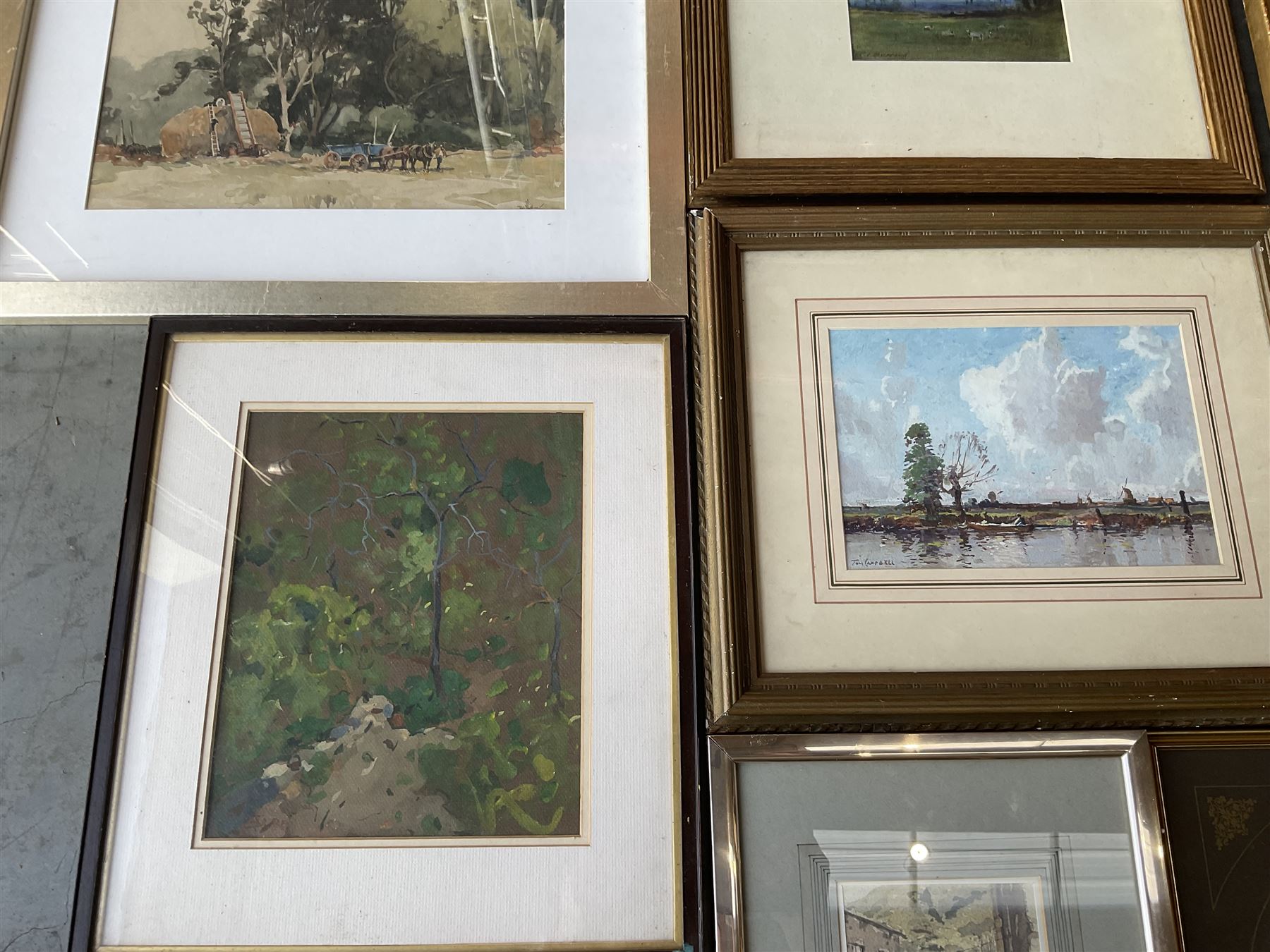 Collection of principally early 20th century watercolours and oils, artists including Charles James Barraud, Harold Wharfe, John Mackie, Tom Campbell, Gladys M Aitken, Bohuslav Barlow, Willie Stephenson, Gordon Clifford Barlow, After Albert George Stevens, Harriet Skidmore, etc