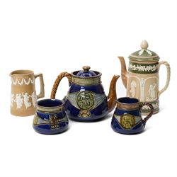 Royal Doulton stoneware Lord Nelson commemorative three piece tea set modelled in low reli...