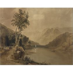 Thomas Miles Richardson Junior (British 1813-1890): 'Lake District, watercolour attributed on the mount 44cm x 56cm