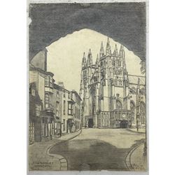 Noel Harry Leaver (British 1889-1951): 'Canterbury Cathedral', two pencil drawings signed and titled, one dated Sep '46, 18cm x 26cm (2) (unframed)