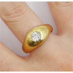 Early 20th century 18ct gold gypsy set single stone old cut diamond ring, Birmingham 1914, diamond approx 0.45 carat