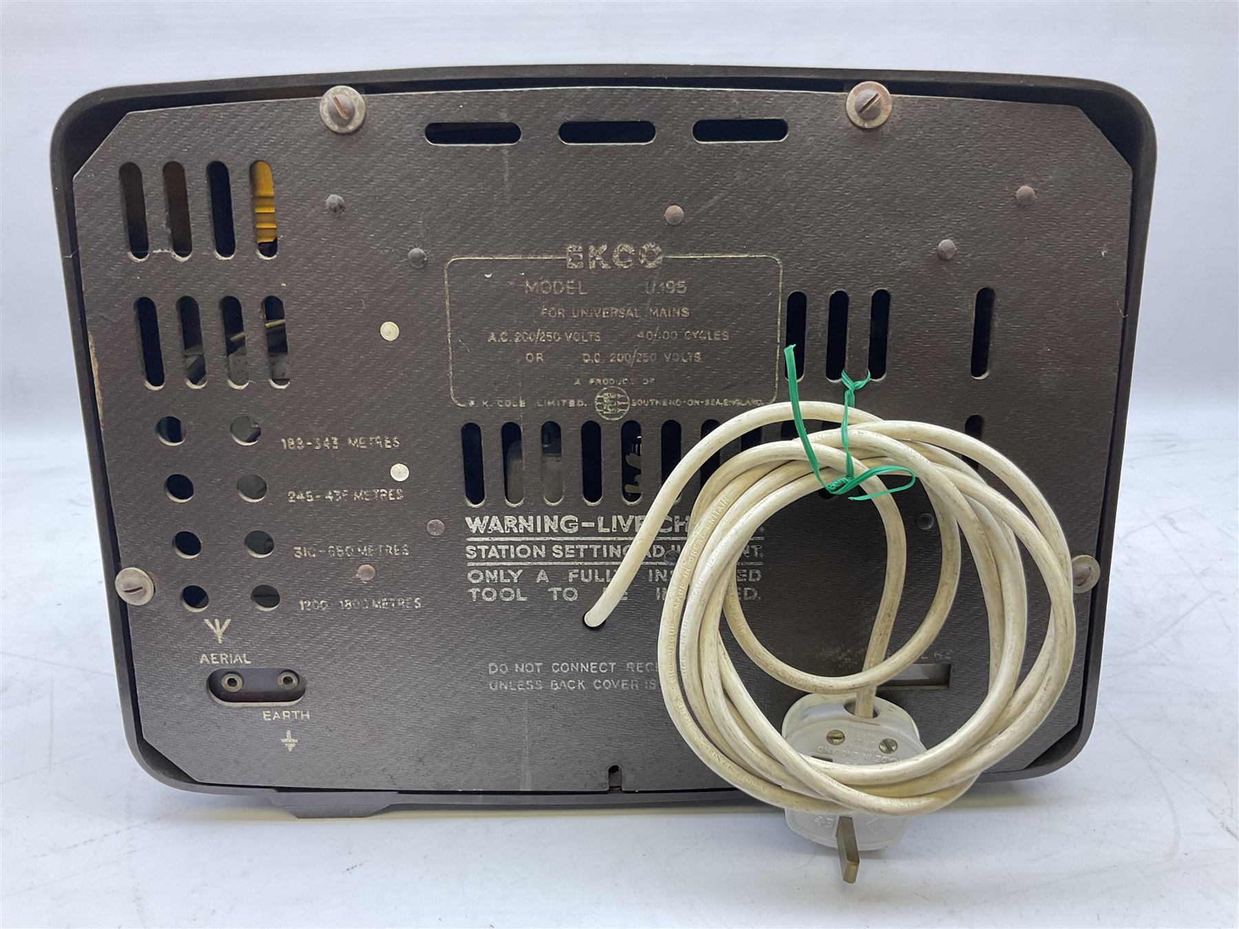 1950s Bush Type DAC 90A valve radio in brown Bakelite case, W29cm D19cm H22cm, two mid-century Ekco radios in Bakelite cases comprising Model U.195 and U.245, and further Pye Bakelite cased radio