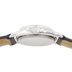 Rolex Oyster Royal gentleman's stainless steel manual wind wristwatch, circa 1951, Ref. 6044, serial No. 720560, on black leather strap