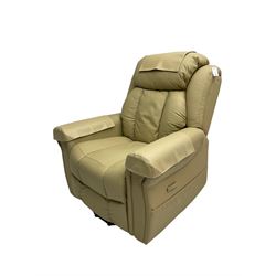 CareCo - electric riser recliner armchair, upholstered in cream faux leather