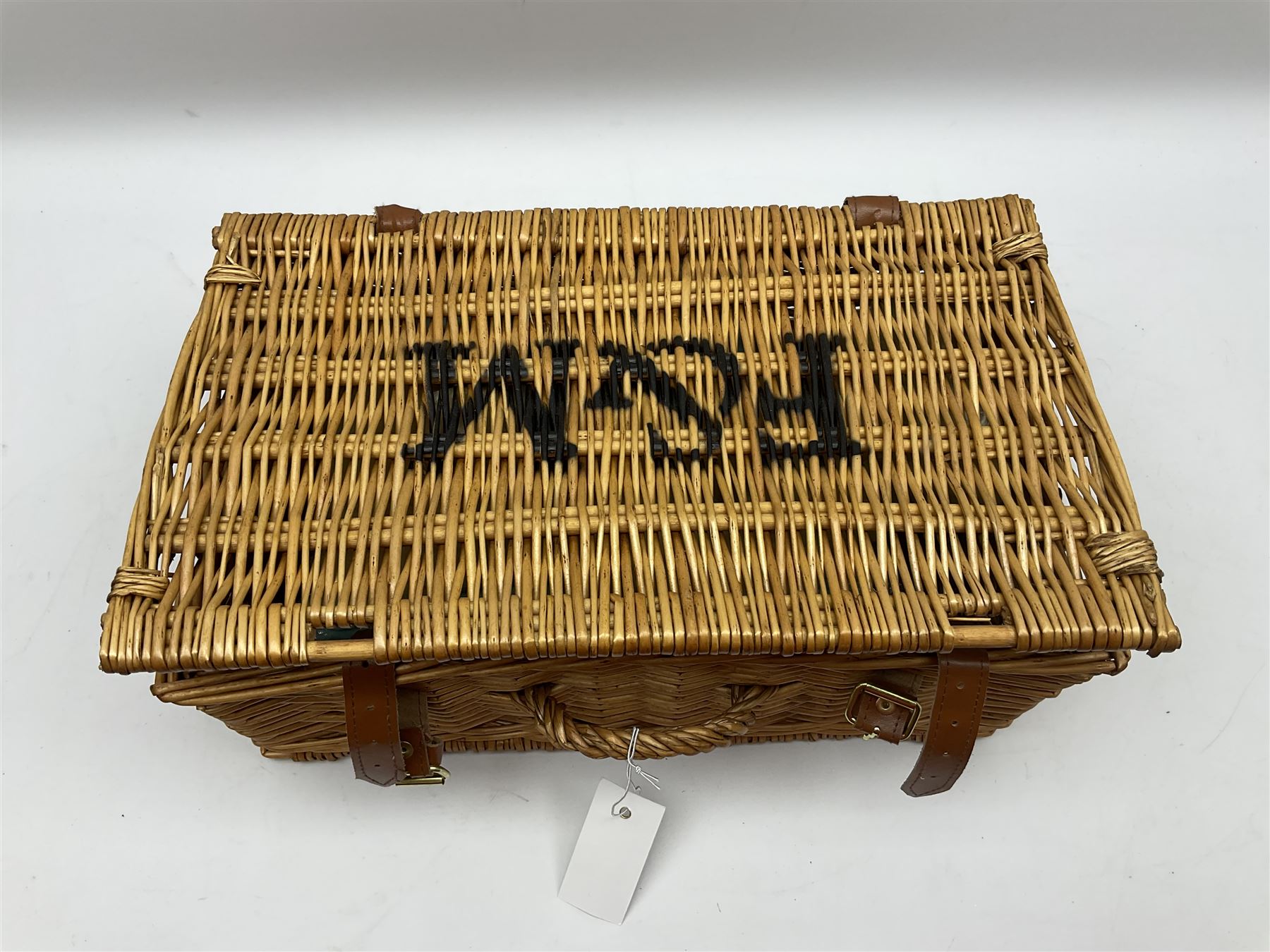 Merrythought for Fortnum & Mason teddy bear with blanket housed in wicker basket, bear H33cm