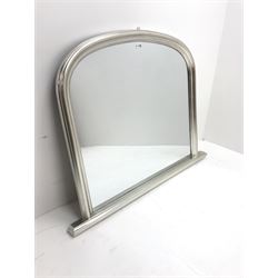 Large overmantle mirror in silvered frame 