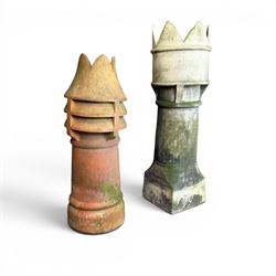 Large Victorian terracotta crown top chimney pot, and a similar chimney pot (2)