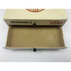 Mid 20th century Dewhurst's 'Sylko' advertising counter top three drawer chest, H14.5cm
